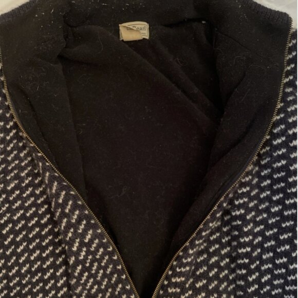 L.L. Bean Sweater Mens XXL bird's eye zipper front wool sweater fleece lined - Picture 4 of 12